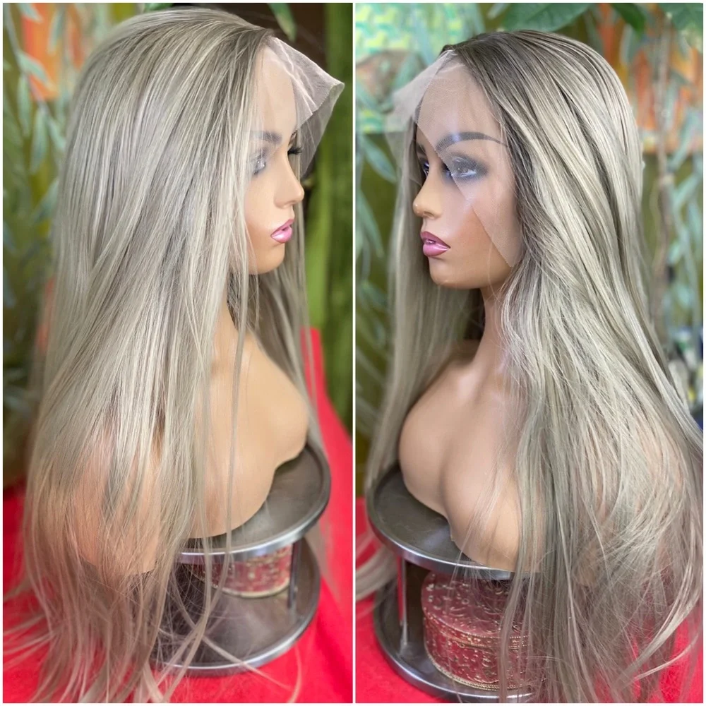 lace front rooted ash blonde wig
